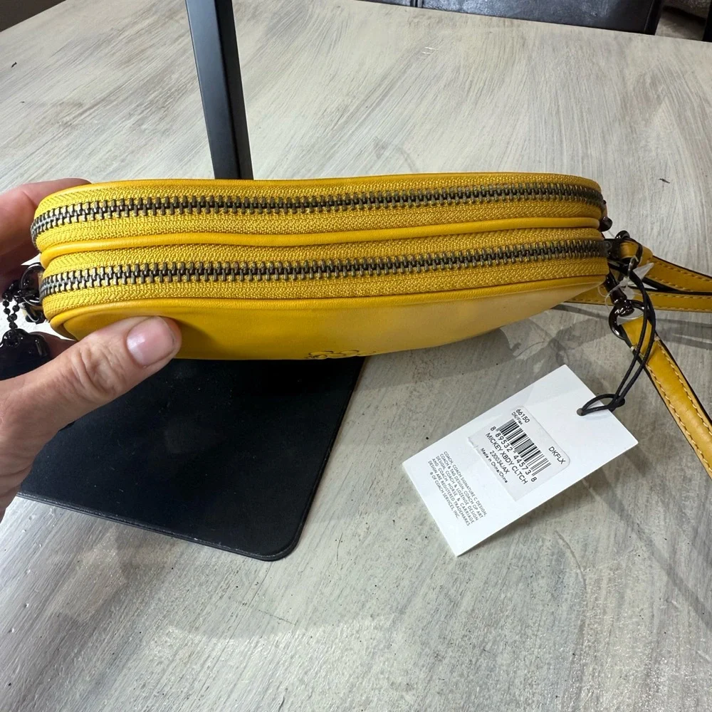 Collectors Coach Mickey Yellow Leather Crossbody Bag